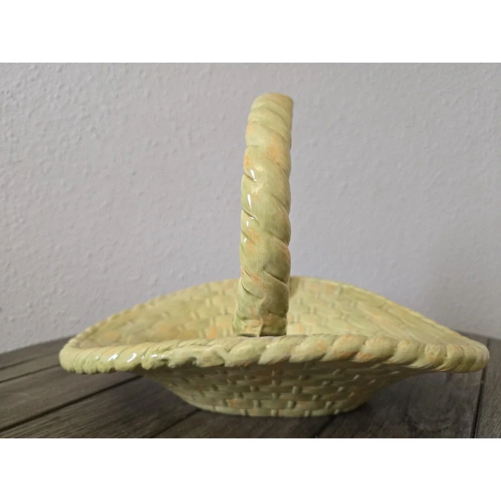 Vintage Atlantic Mold Ceramic Hand Painted Basket  Spring Easter Centerpiece